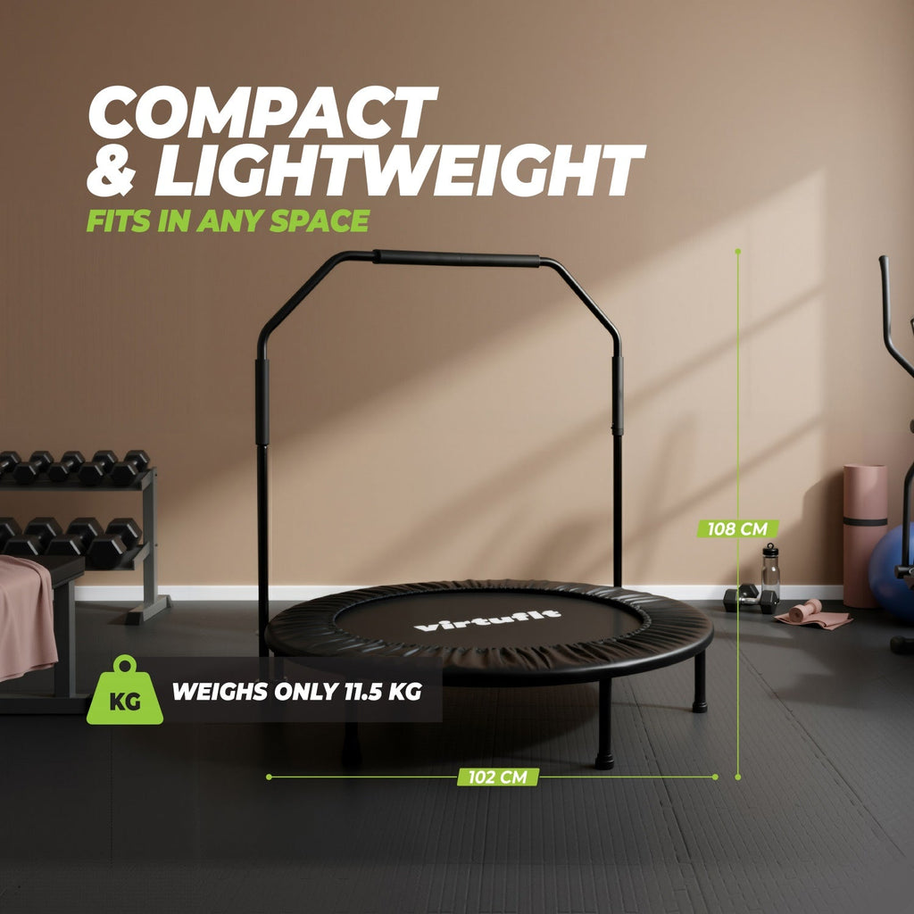 VirtuFit Opvouwbare Fitness Trampoline met Handvat - Zwart - 100 cm - Aanzicht