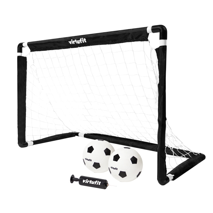 VirtuFit Kinder Voetbaldoelen Set met 2 Ballen en Pomp - Voetbalgoals - 92 x 64 cm - Aanzicht
