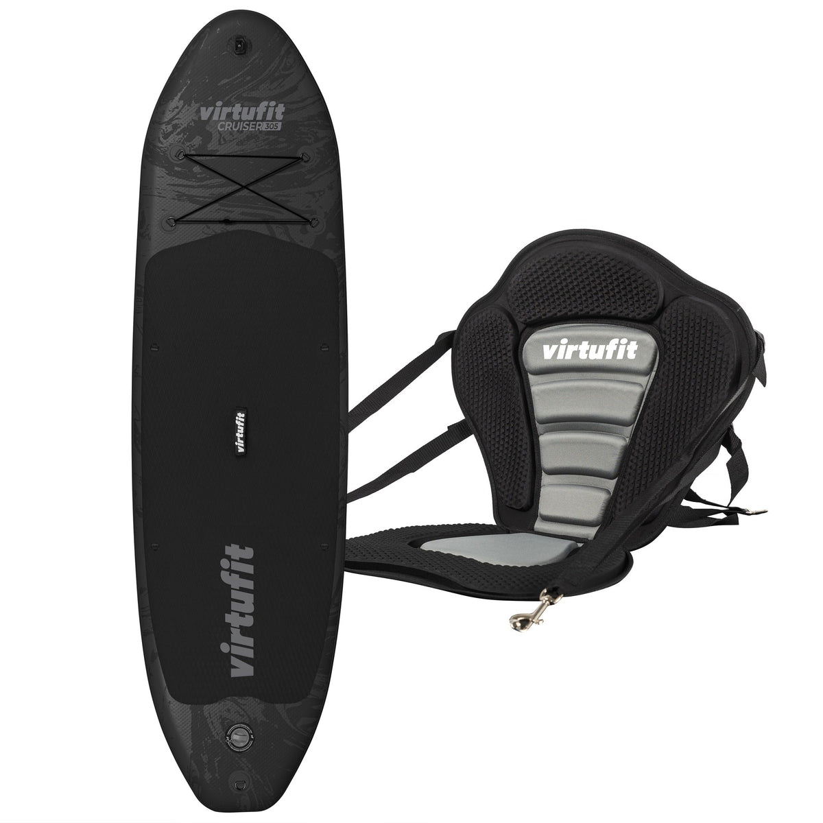 VirtuFit Supboard Cruiser 305 - Zwart - Met Kajak zitje, accessoires en draagtas - Aanzicht