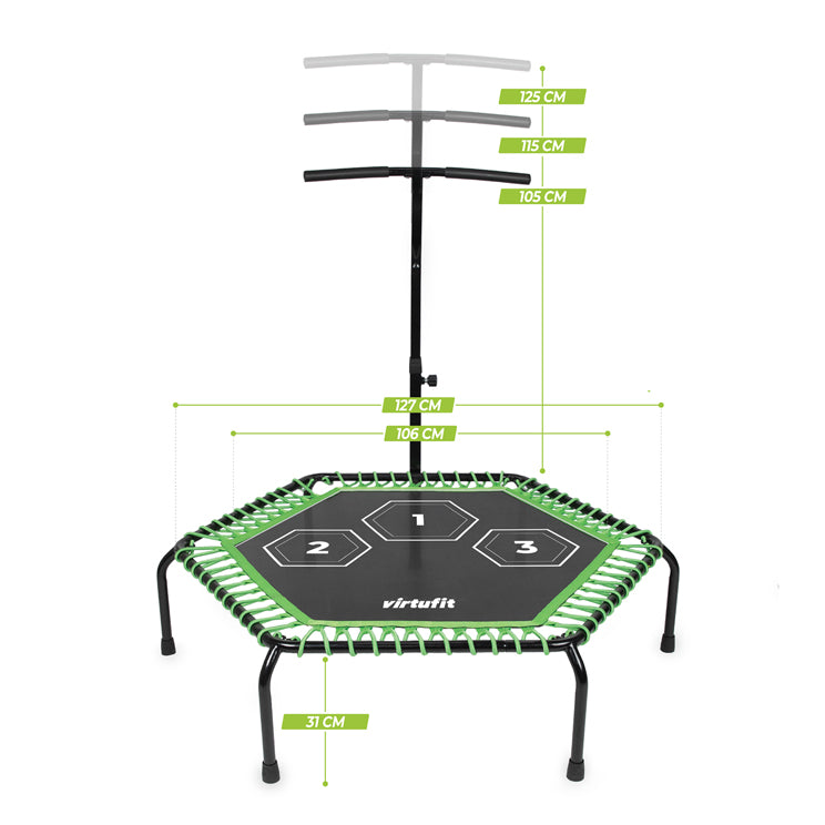 VirtuFit Fitness Trampoline Pro met Handvat - Zwart - 127 cm - Tweedekans - Aanzicht