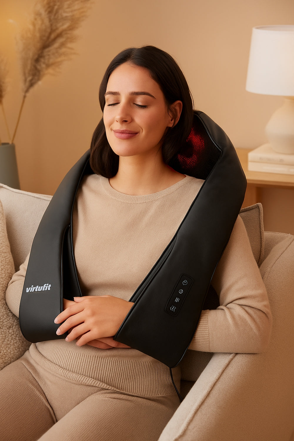 VirtuFit Draadloos Nekmassage kussen Pro - Shiatsu Massage Apparaat met Warmtefunctie - Sfeerafbeelding