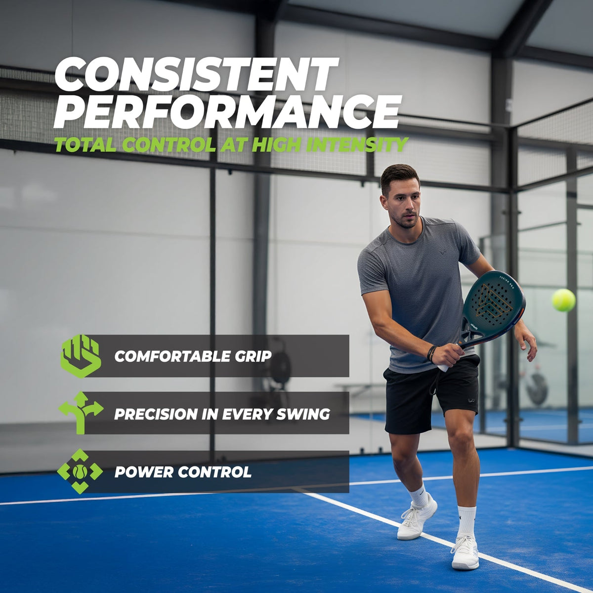 VirtuFit Fusion Pro Padel Set - Deep Teal - Aanzicht