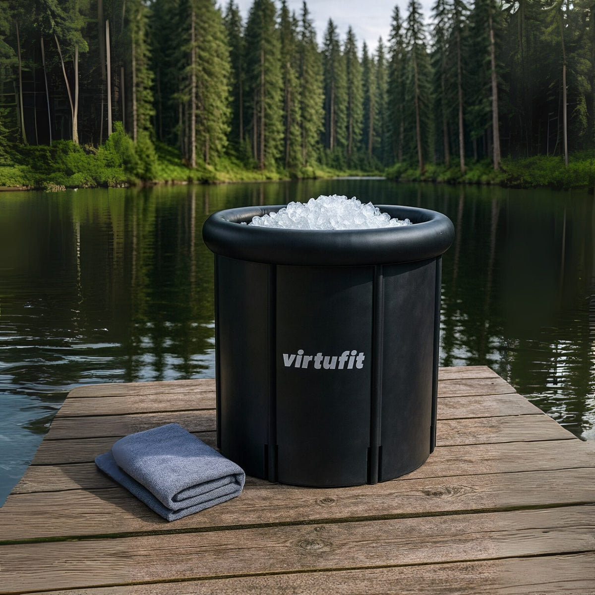 VirtuFit IJsbad XXL - 375 Liter - Antraciet - Inclusief accessoires - Aanzicht
