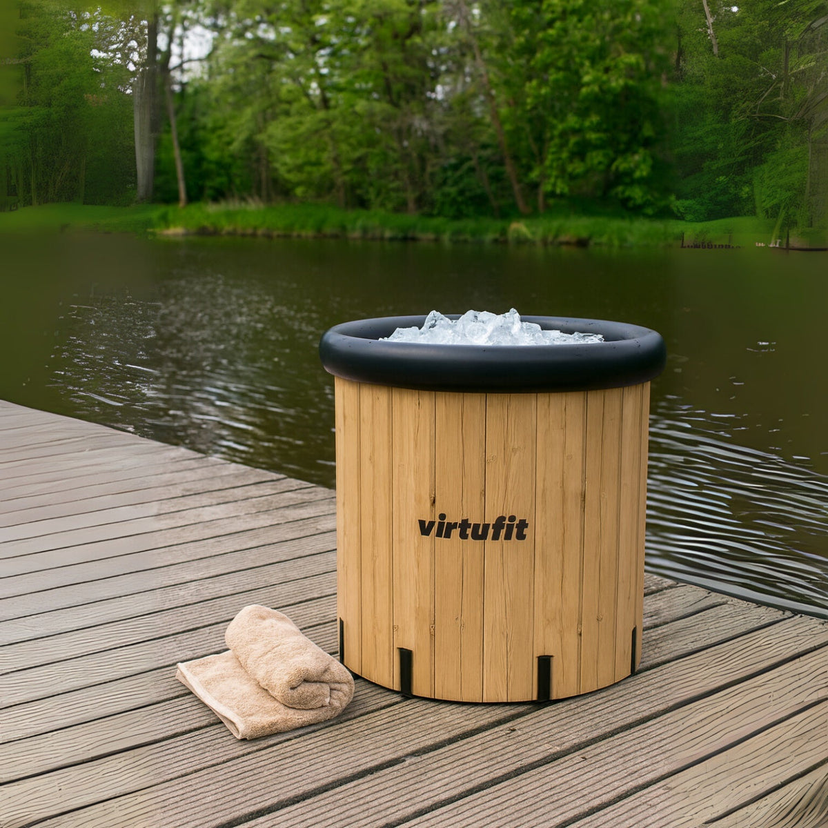 VirtuFit IJsbad XXL - 375 Liter - Wood Look - Inclusief accessoires - Aanzicht