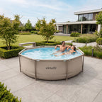 VirtuFit Rond Zwembad - Ø305 x 76 cm - Beige - Inclusief Filterpomp - Aanzicht