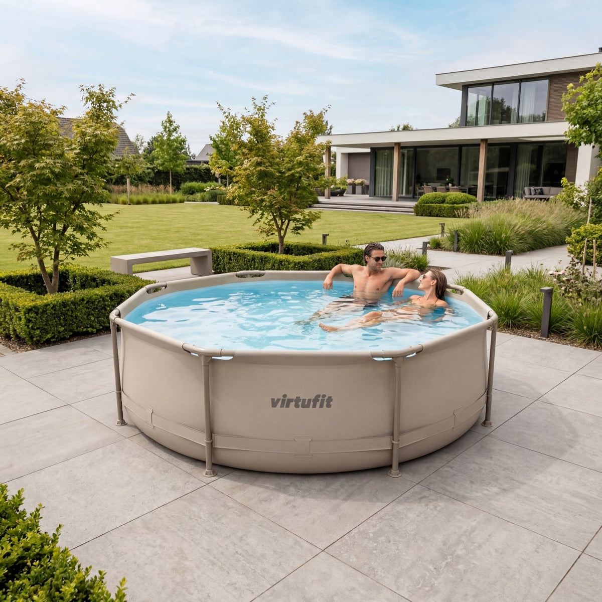 VirtuFit Rond Zwembad - Ø305 x 76 cm - Beige - Aanzicht