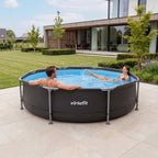 VirtuFit Zwembad Rond Ø305 x 76 cm - Antraciet - Compleet Pakket - Aanzicht
