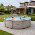 VirtuFit Rond Zwembad - Ø366 x 100 cm - Beige - Inclusief Filterpomp - Aanzicht