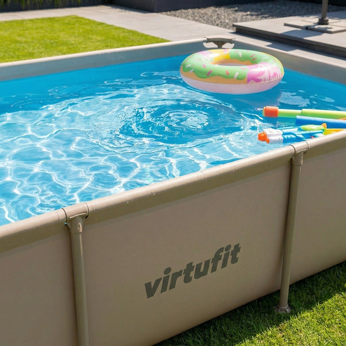 VirtuFit Rechthoekig Zwembad - 260 x 180 x 66 cm - Beige - Aanzicht