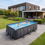 VirtuFit Rechthoekig Zwembad 400 x 200 x 122 cm - Antraciet - Inclusief Filterpomp - Aanzicht