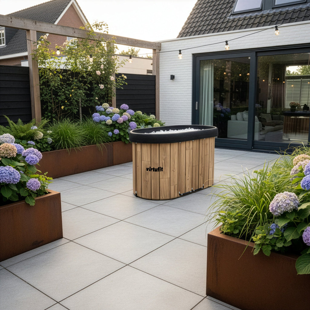 VirtuFit IJsbad Ovaal - Wood Look - 500 Liter - Inclusief accessoires - Aanzicht