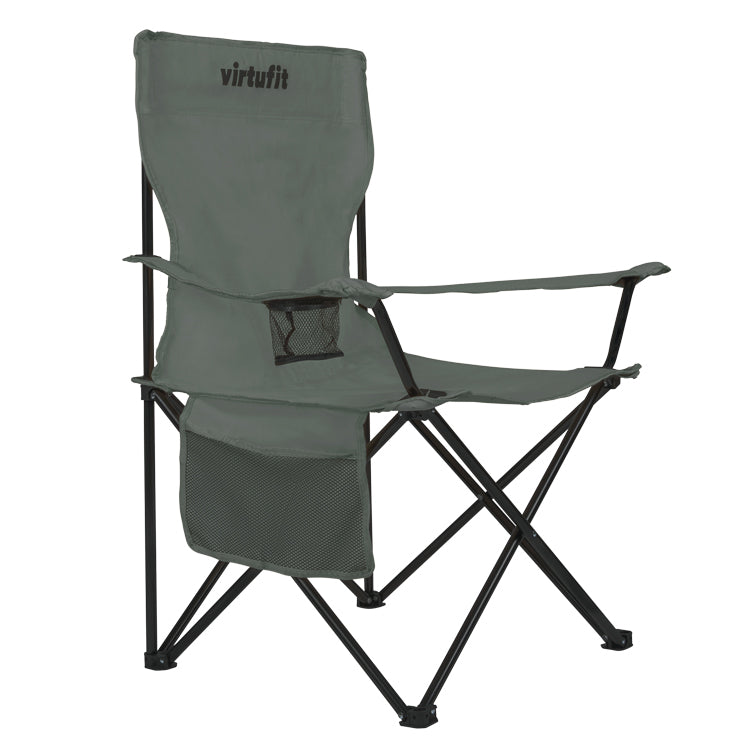 VirtuFit Opvouwbare Camping Stoel - Strandstoel - Grijs - Aanzicht