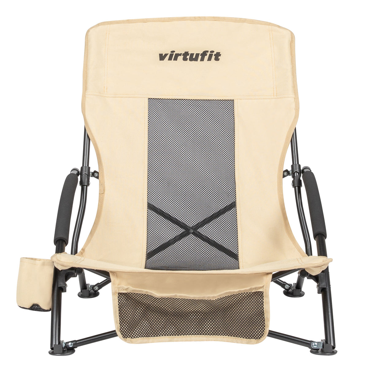 VirtuFit Strandstoel opvouwbaar - Campingstoel - Beige - Aanzicht