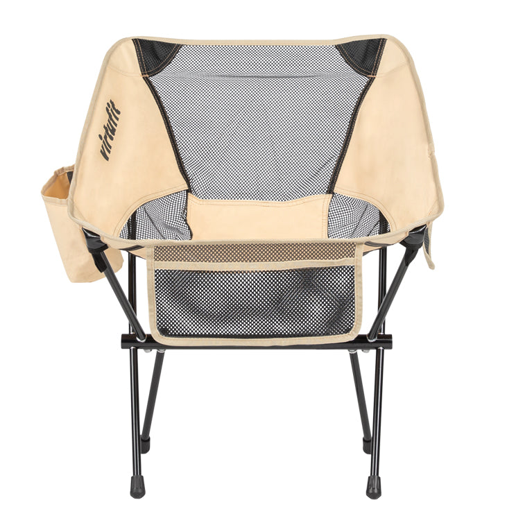 VirtuFit Camping Stoel Compact - Strandstoel - Opvouwbaar - Beige - Aanzicht