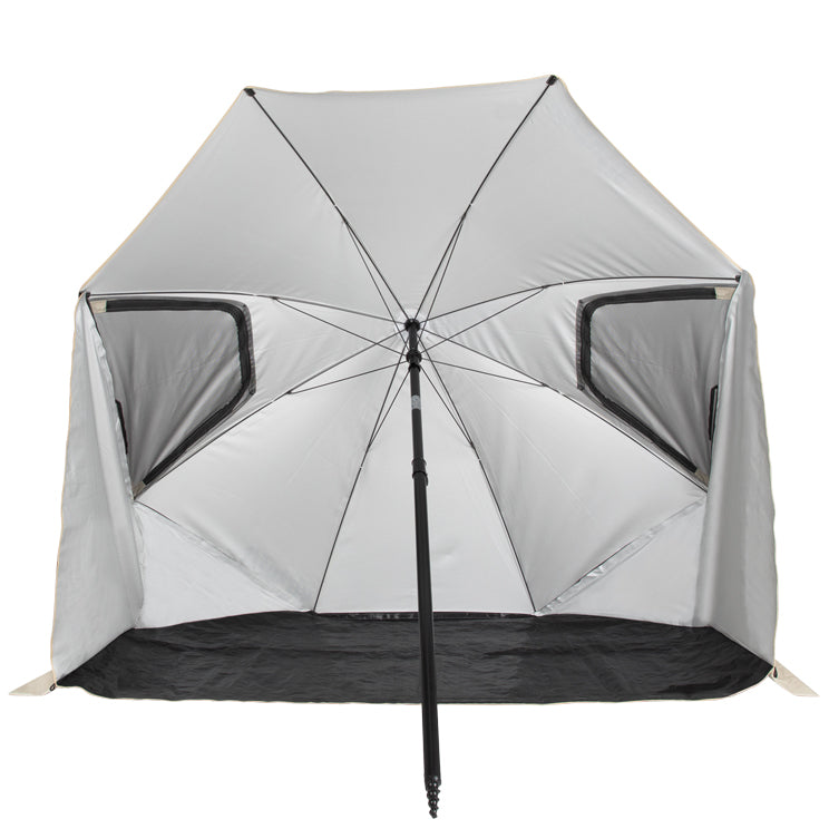 VirtuFit Strandparasol Premium - Windscherm - Strandtent - 200 cm - Beige - Aanzicht