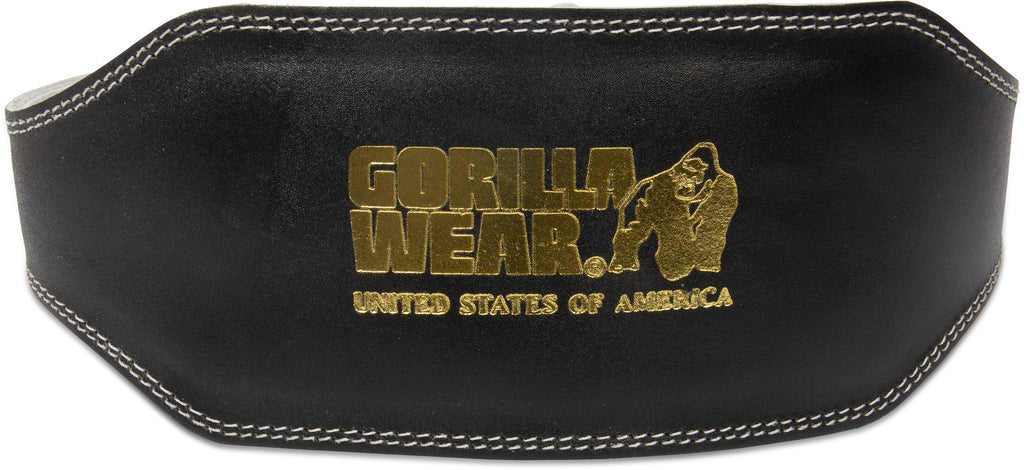 Gorilla Wear Halterriem - 6 Inch Leren Lifting Belt - Zwart/Goud - Aanzicht