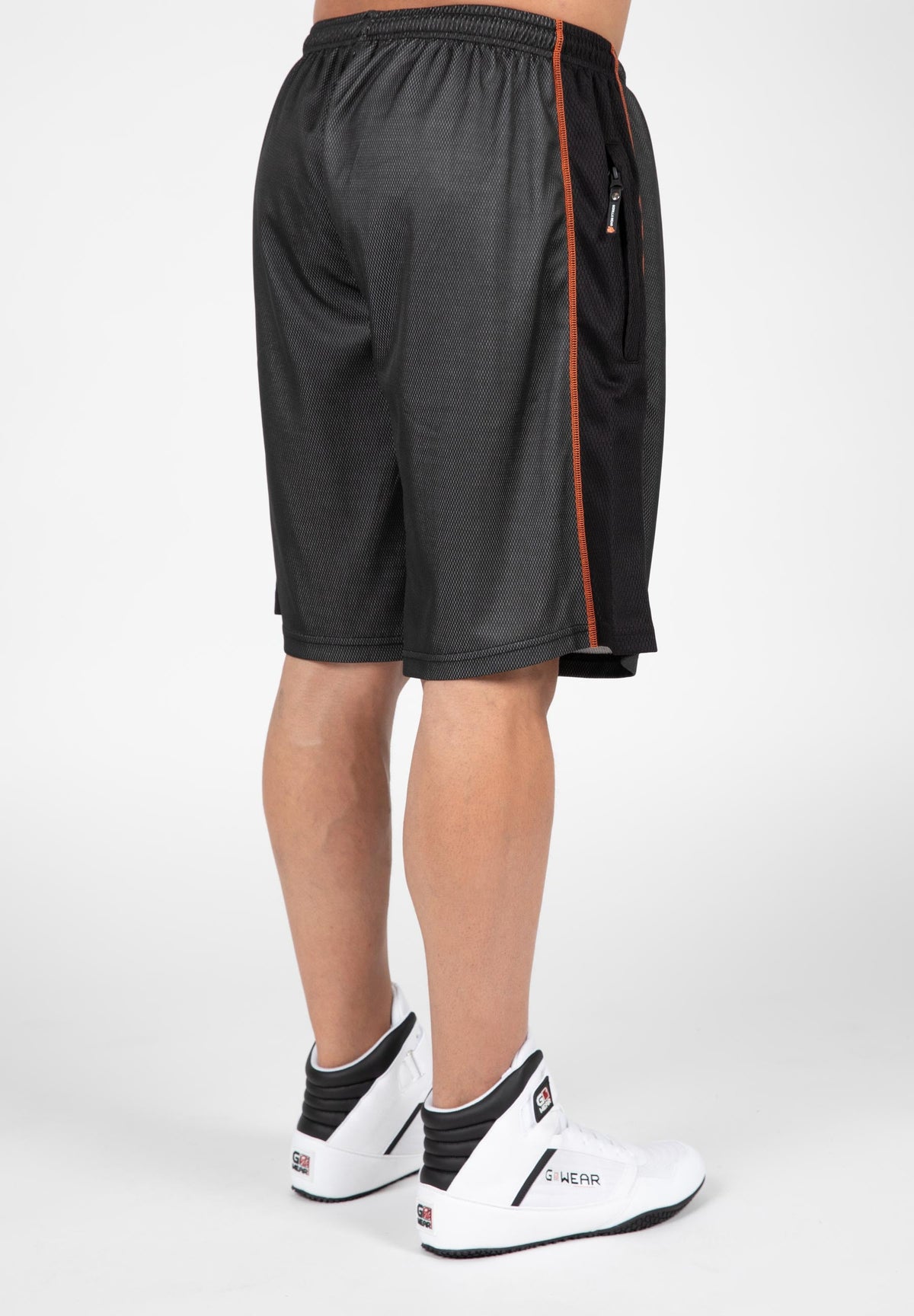 Gorilla Wear Wallace Mesh Shorts - Grijs/Oranje - Aanzicht