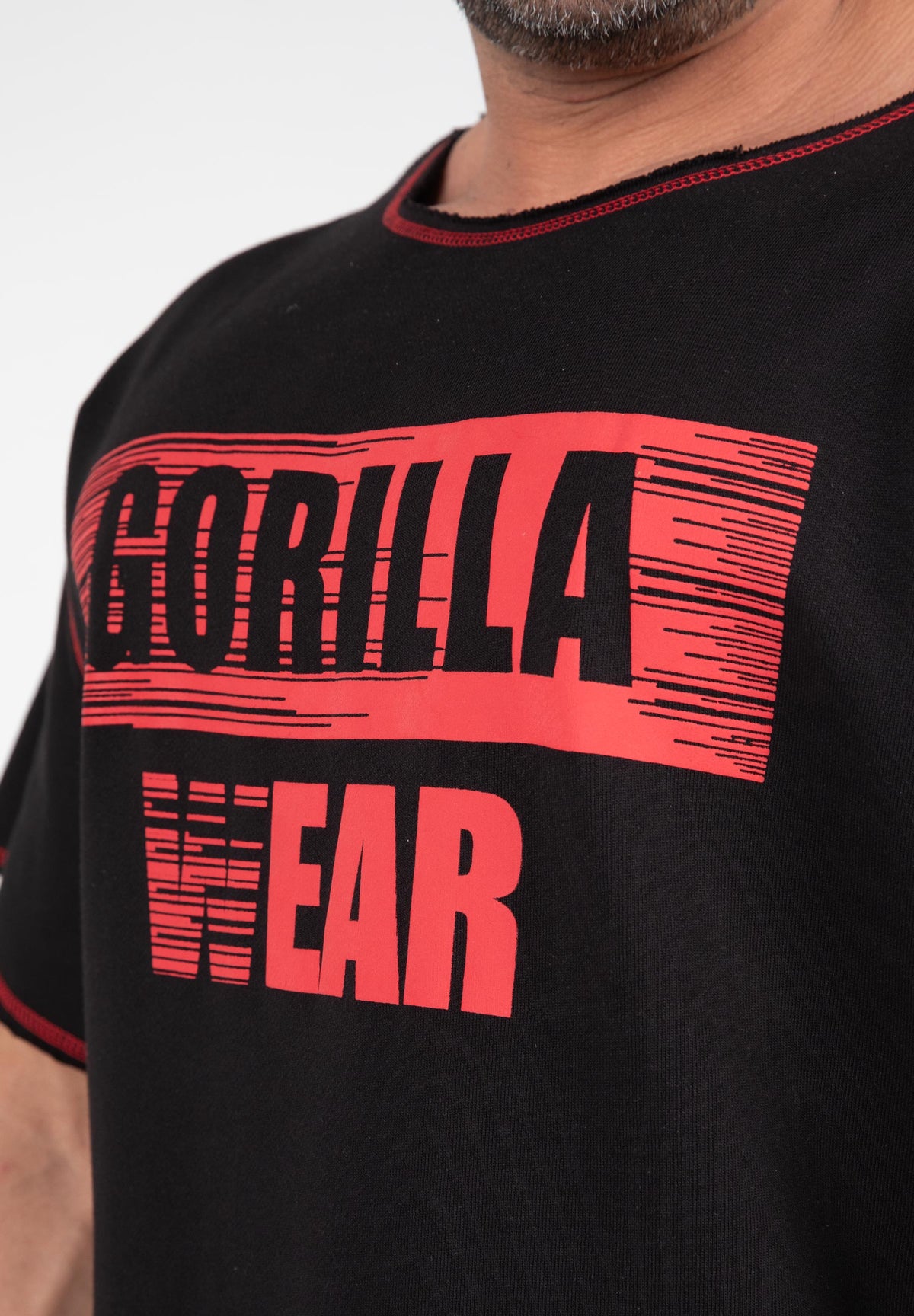 Gorilla Wear Wallace Workout Top - Zwart/Rood - Aanzicht