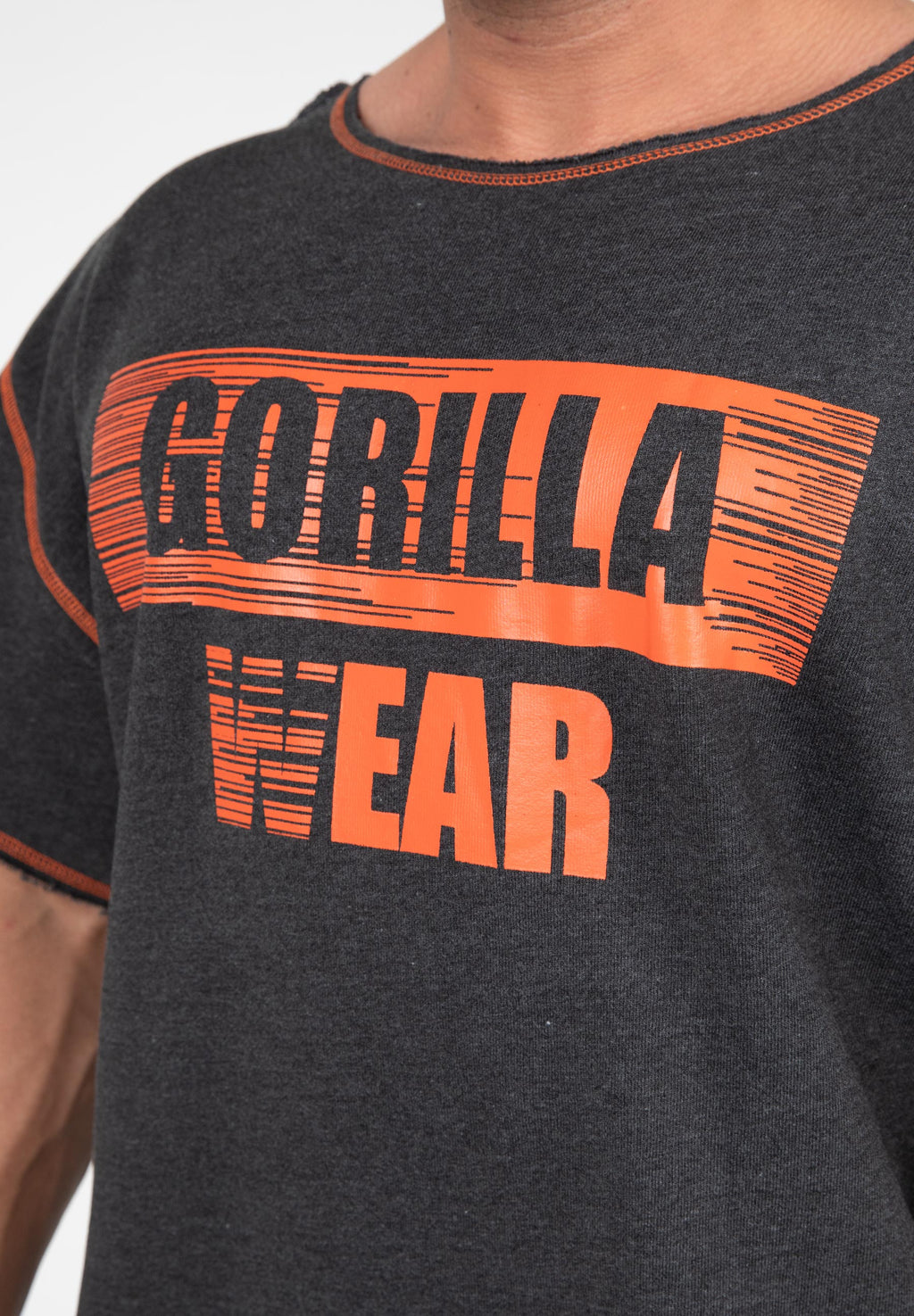 Gorilla Wear Wallace Workout Top - Grijs/Oranje - Aanzicht