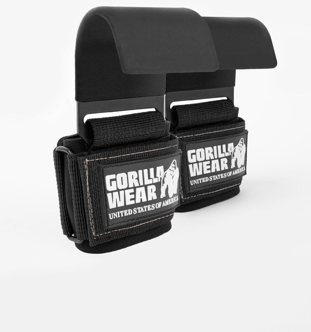 Gorilla Wear Weight Lifting Hooks - Zwart/Wit - Aanzicht