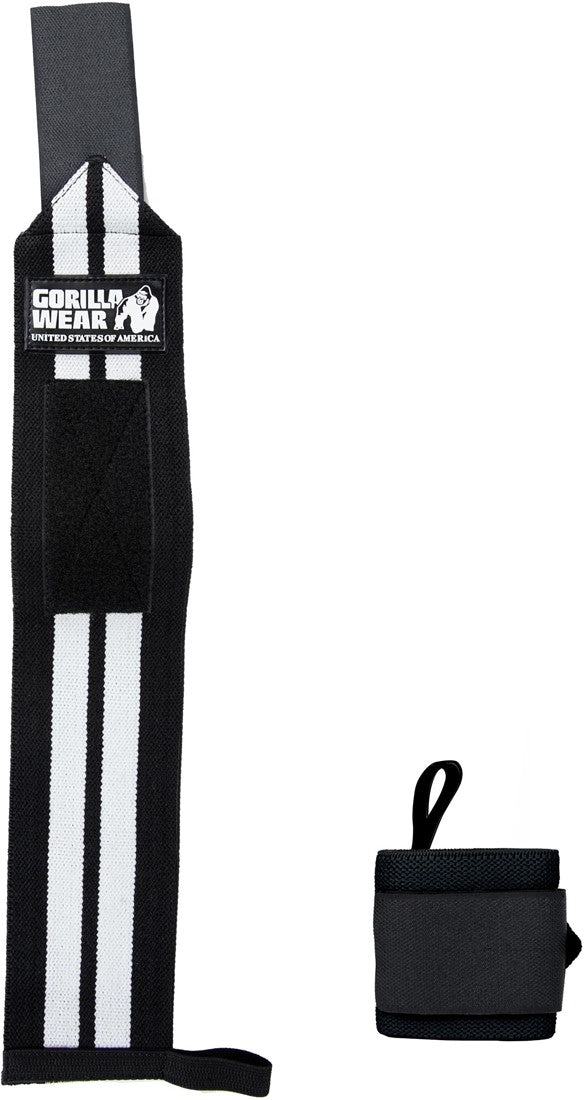 Gorilla Wear Wrist Wraps Pro - Zwart/Wit - Aanzicht