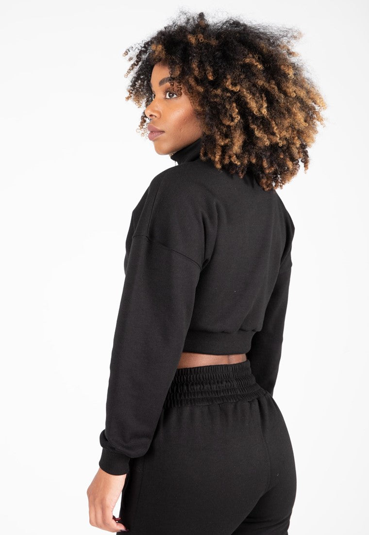 Gorilla Wear Ocala Cropped Half-Zip Sweatshirt - Zwart - Aanzicht