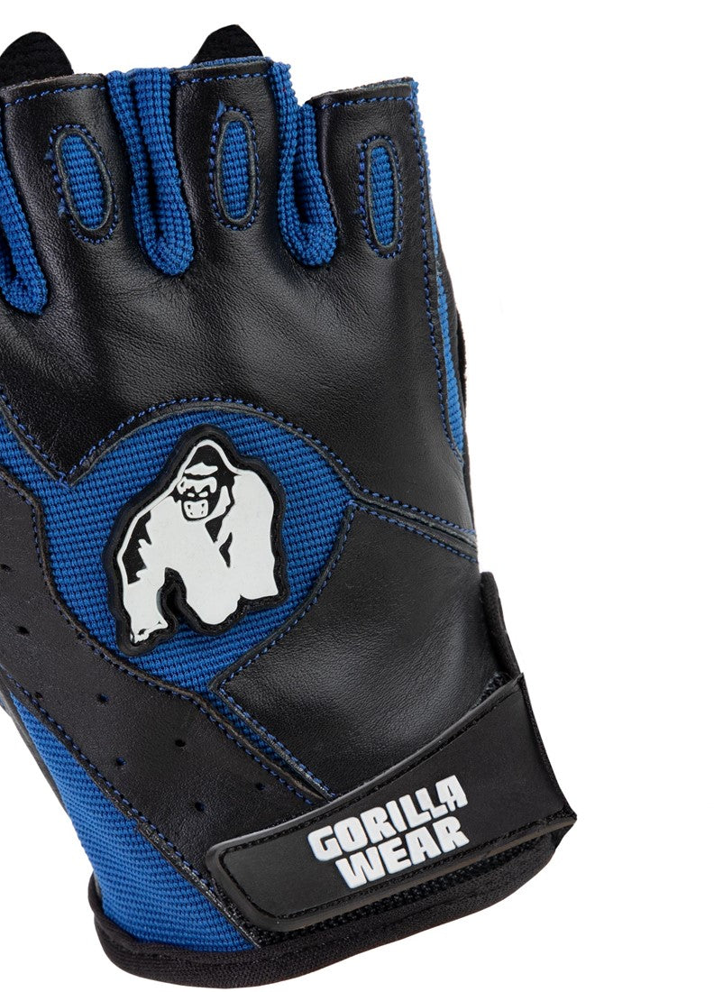 Gorilla Wear Mitchell Training Gloves - Fitness Handschoenen - Zwart/Blauw - Aanzicht