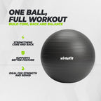 VirtuFit Anti-Burst Fitnessball Pro - Gymnastikball - Swiss Ball - mit Pumpe - Schwarz - 65 cm