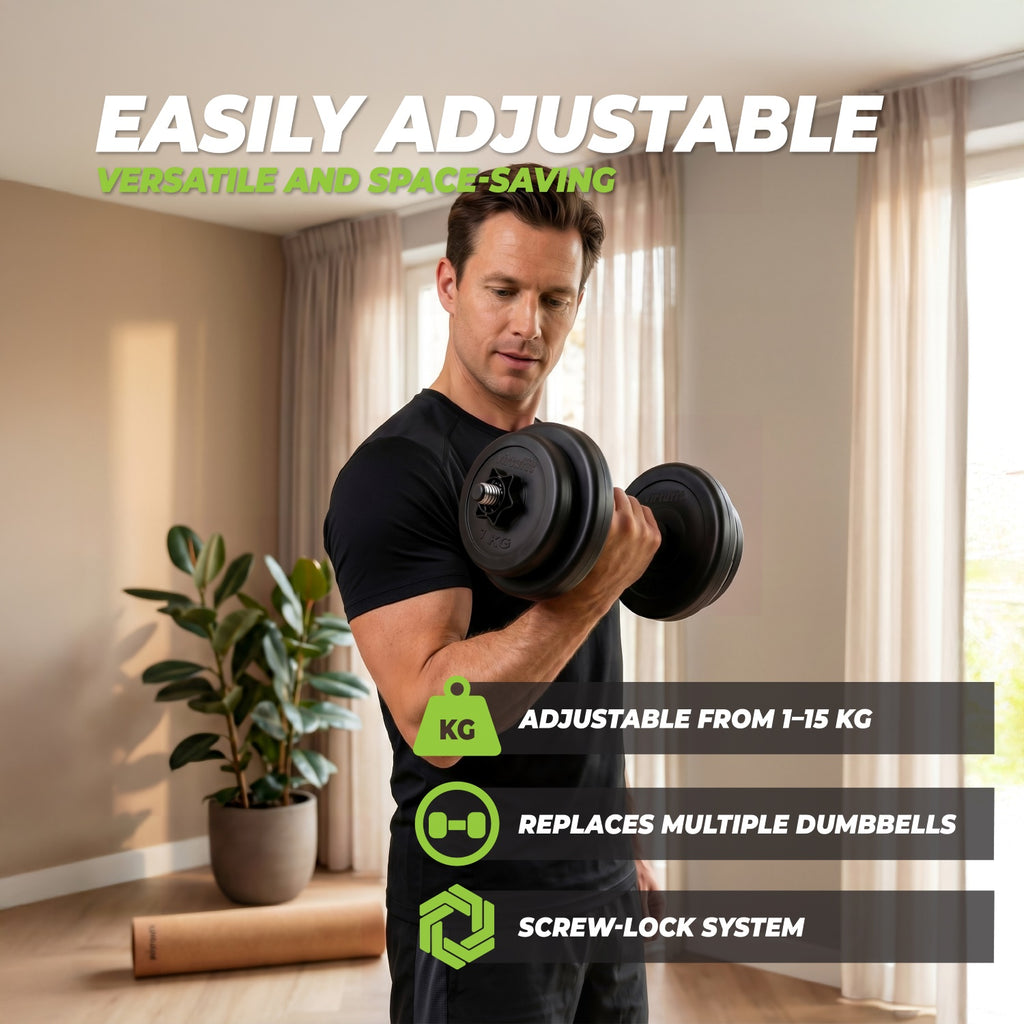 VirtuFit Verstellbare Hantel - Vinyl - 15 kg - Zweite Chance