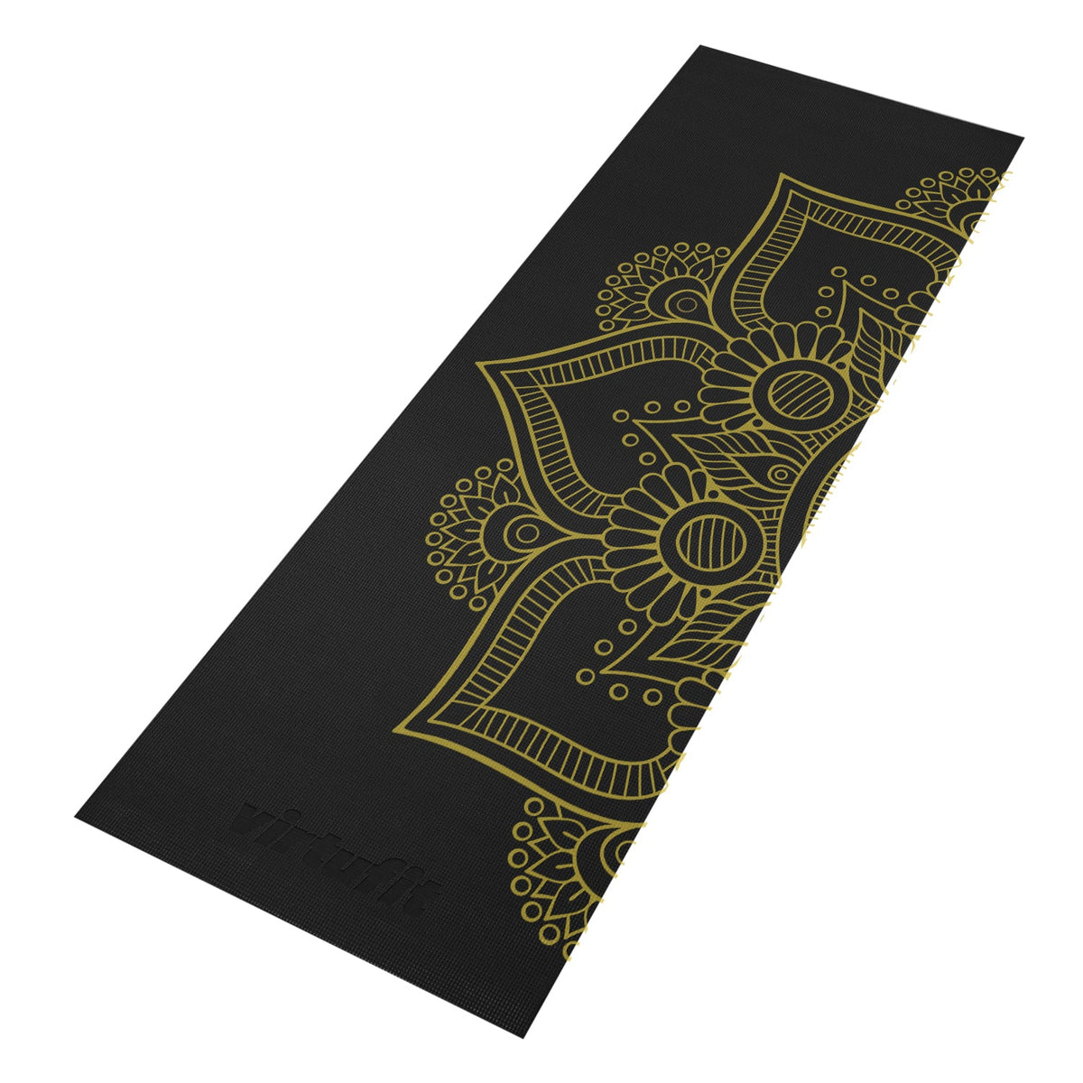VirtuFit Premium Yogamat - 183 x 61 x 0,4 cm - Onyx Black Mandala - In gebruik