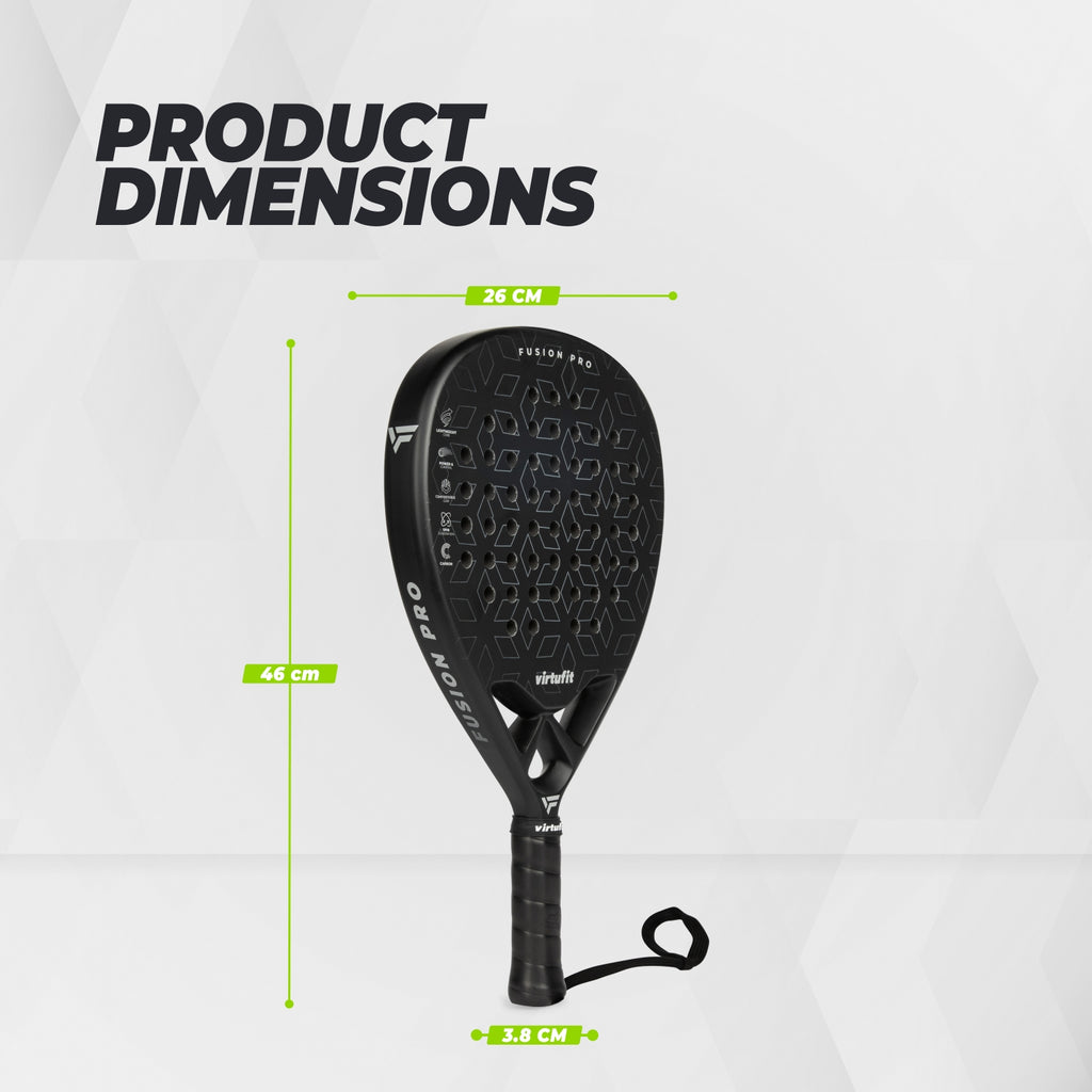 VirtuFit Fusion Pro Padel Racket - Schwarz - Silver