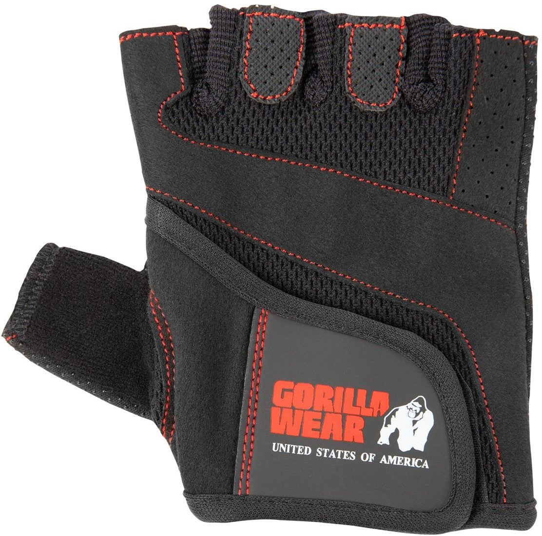 Gorilla Wear Womens Fitness Gloves - Fitness Handschoenen - Zwart/Rode Stiksels - In gebruik