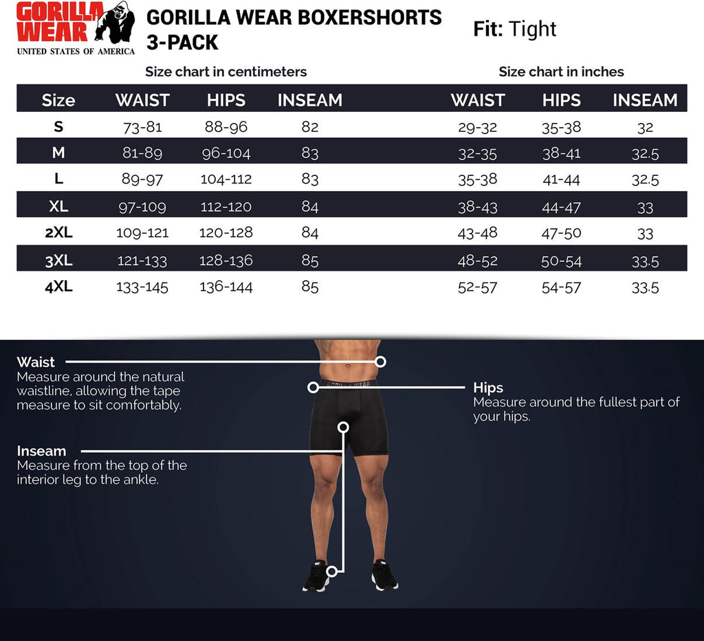 Gorilla Wear Boxershorts 3-Pack - Grijs/Blauw/Rood - Afbeelding 5