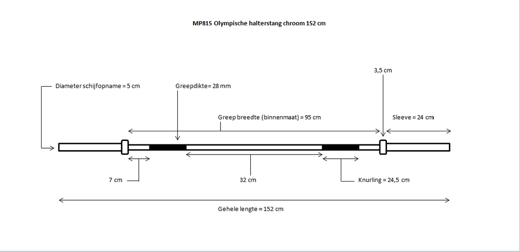 Muscle Power Olympische Halterstang - Chroom - 152 cm - In gebruik