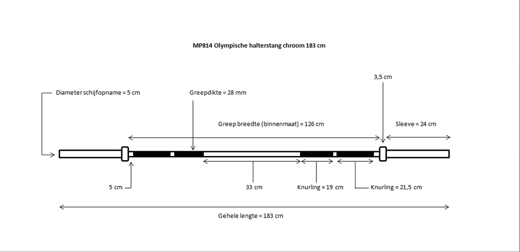 Muscle Power Olympische Halterstang - Chroom - 183 cm - 14,5 kg - In gebruik