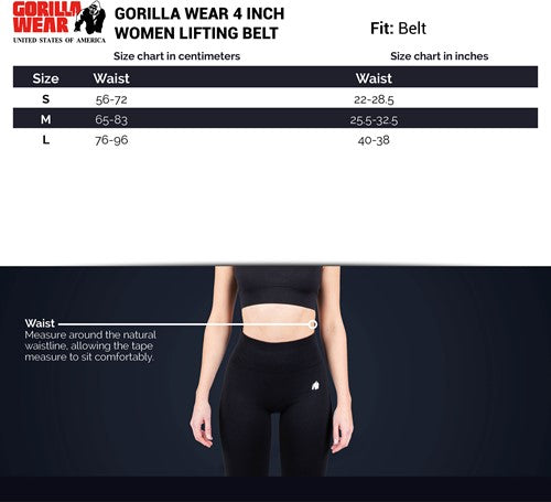 Gorilla Wear Halterriem - 4 Inch Dames Lifting Belt - Zwart/Wit - Afbeelding 6