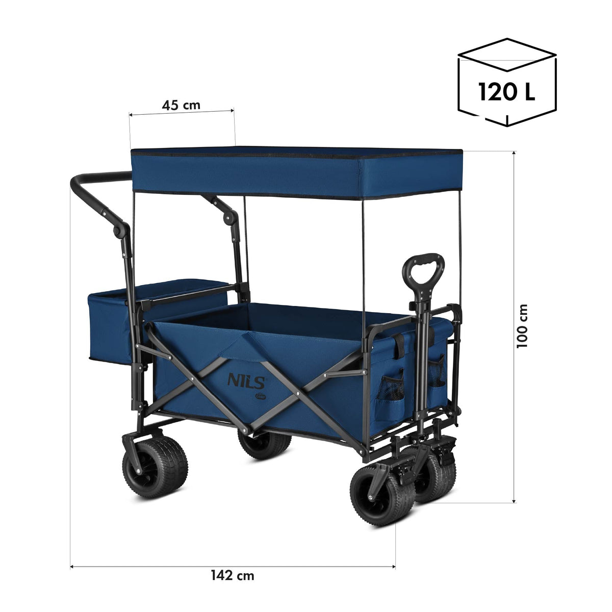 NILS Camp Opvouwbare Bolderkar - Blauw - 120L - Detail