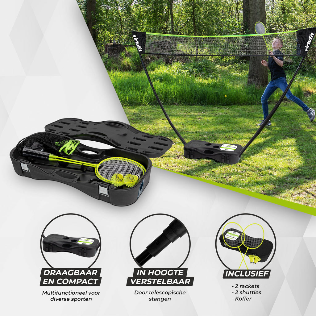 VirtuFit 2-in-1 tragbares Badminton- und Tennisset - inklusive Koffer und Schläger - Zweite Chance