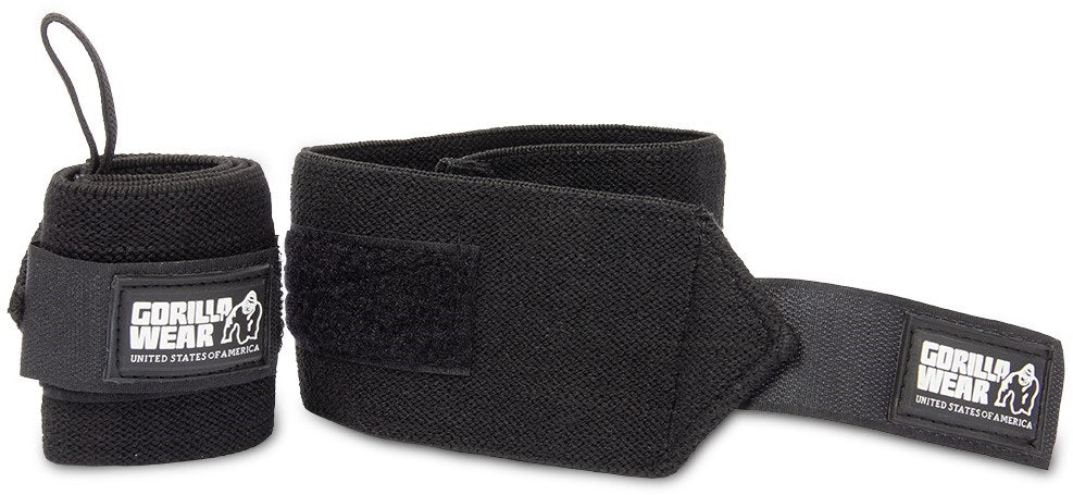 Gorilla Wear Basic Wrist Wraps - Zwart/Wit - Detail