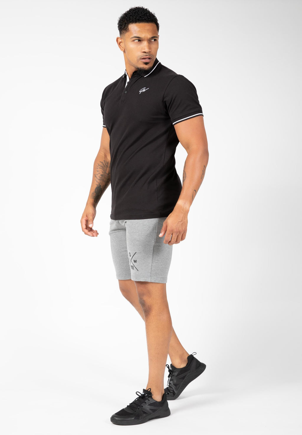 Gorilla Wear Delano Polo - Zwart/Wit - Detail