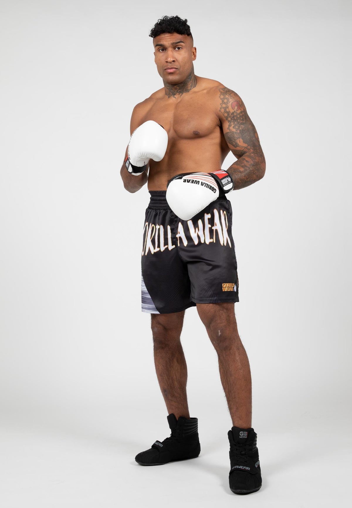 Gorilla Wear Clayton Boxing Shorts - Zwart/Goud - Detail