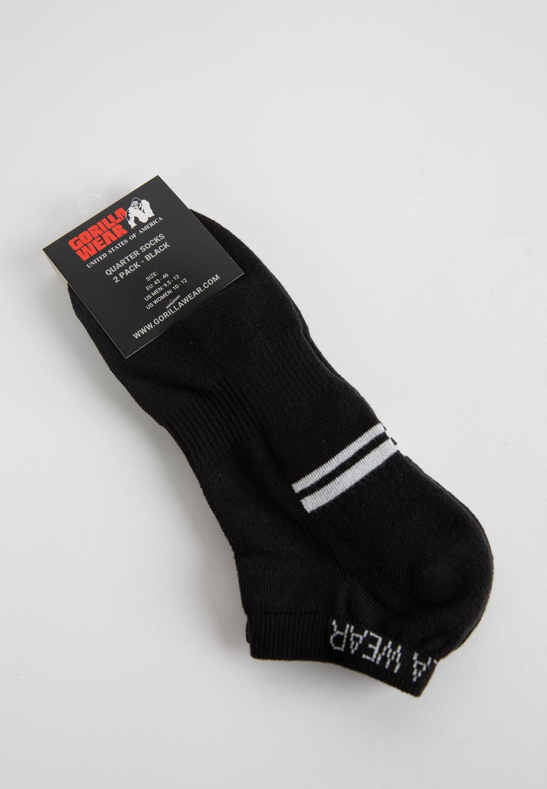 Gorilla Wear Quarter Sokken 2-Pack - Zwart - Detail
