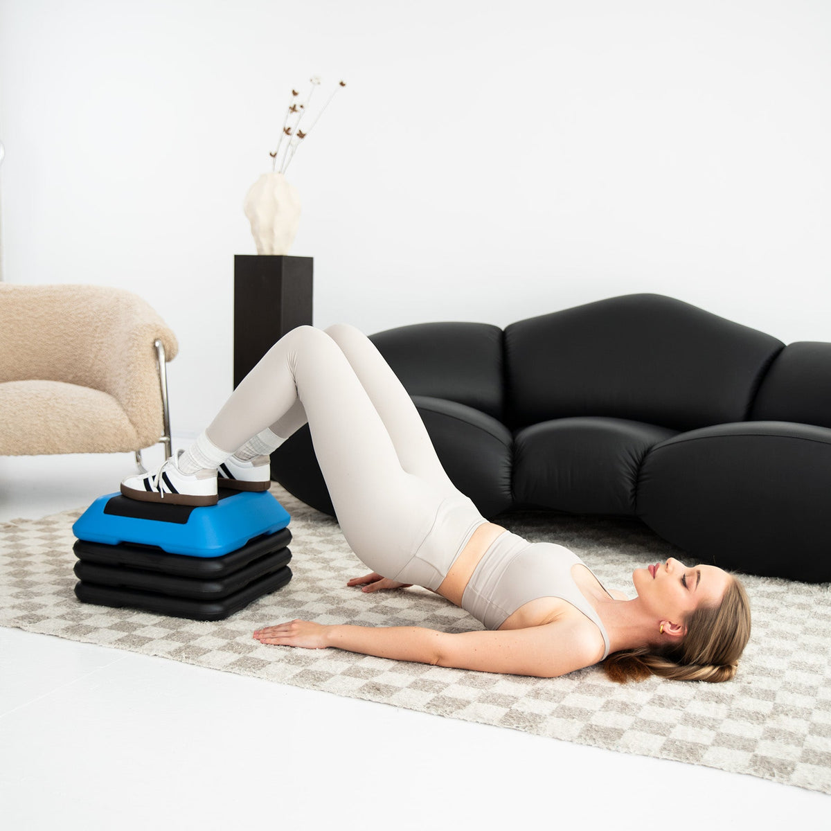 HMS Fitness Mini Aerobic Step - Zwart/Blauw - Detail