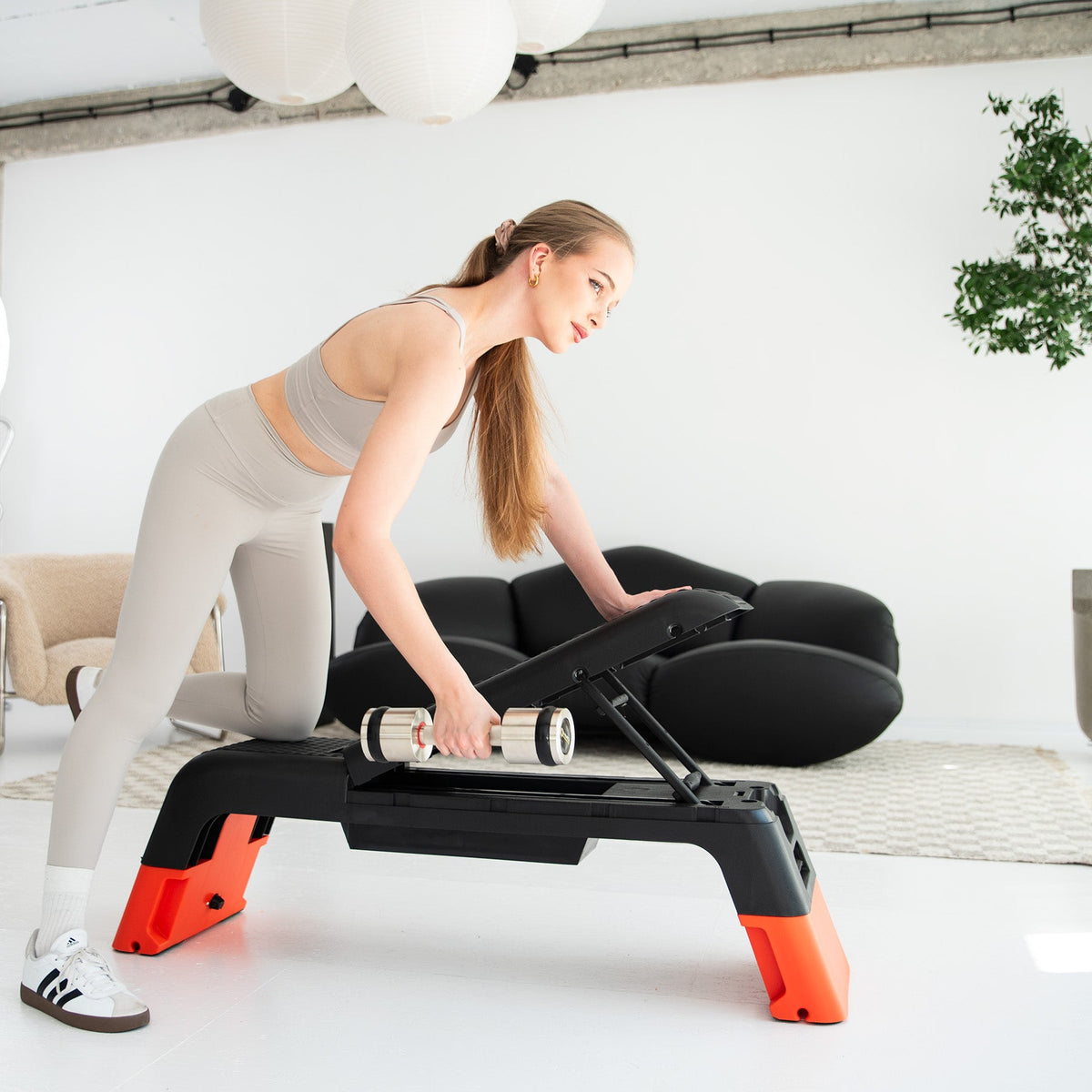 HMS Fitness Verstelbare Fitness Step Pro - Aerobic Stepper - Zwart/Oranje - Detail
