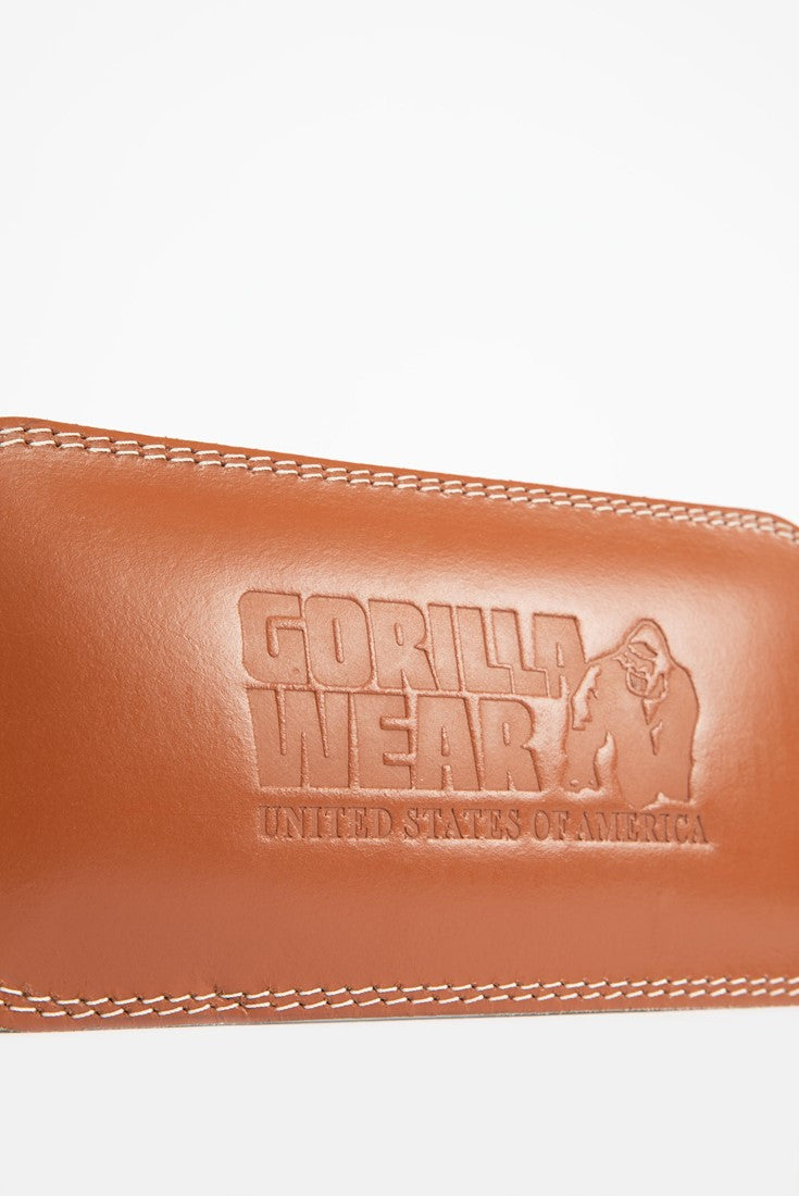 Gorilla Wear Halterriem - 6 Inch Padded Leren Lifting Belt - Bruin - Detail