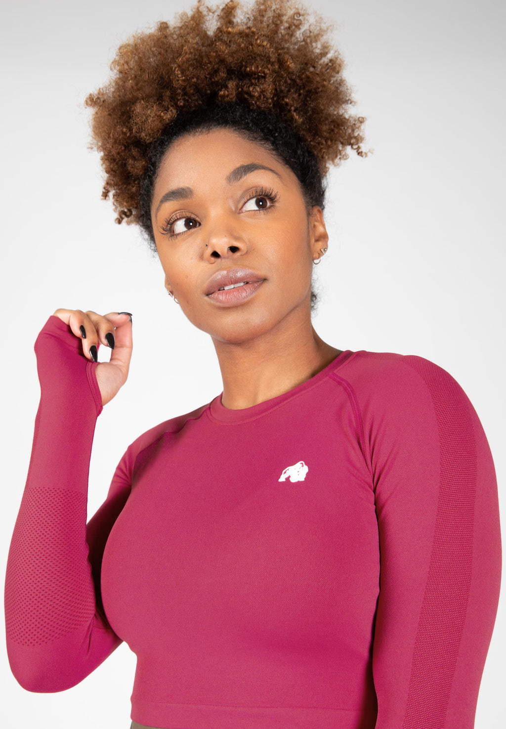 Gorilla Wear Hilton Seamless Cropped Longsleeve - Fuchsia - Detail