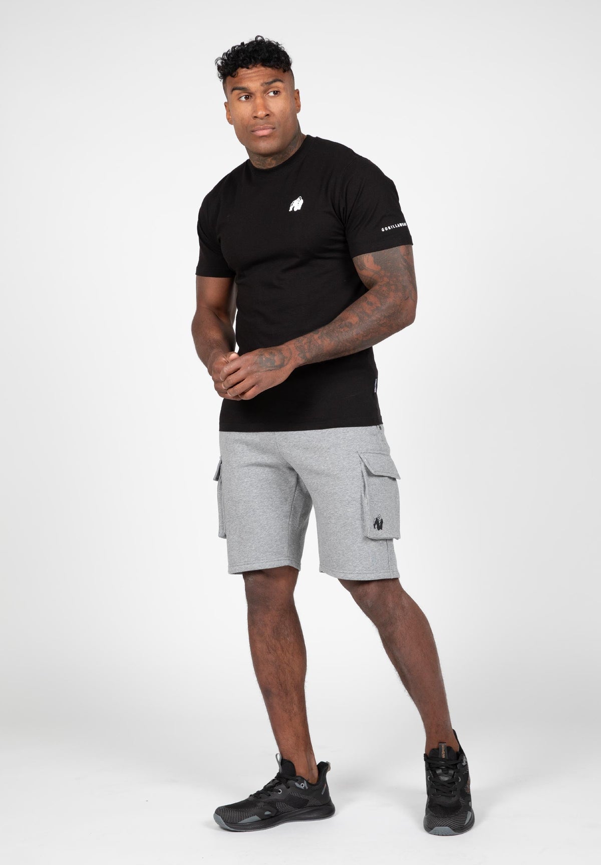Gorilla Wear Hudson Cargo Sweat Shorts - Grijs Gemeleerd - Detail