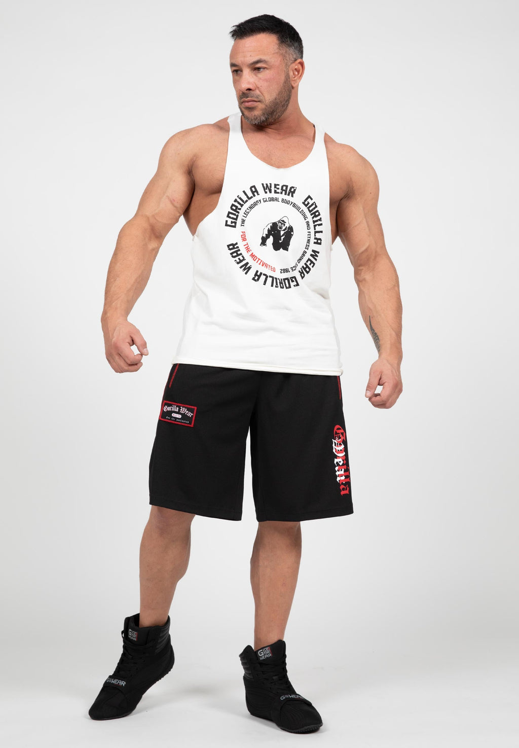 Gorilla Wear Marlow Mesh Shorts - Zwart/Rood - Detail