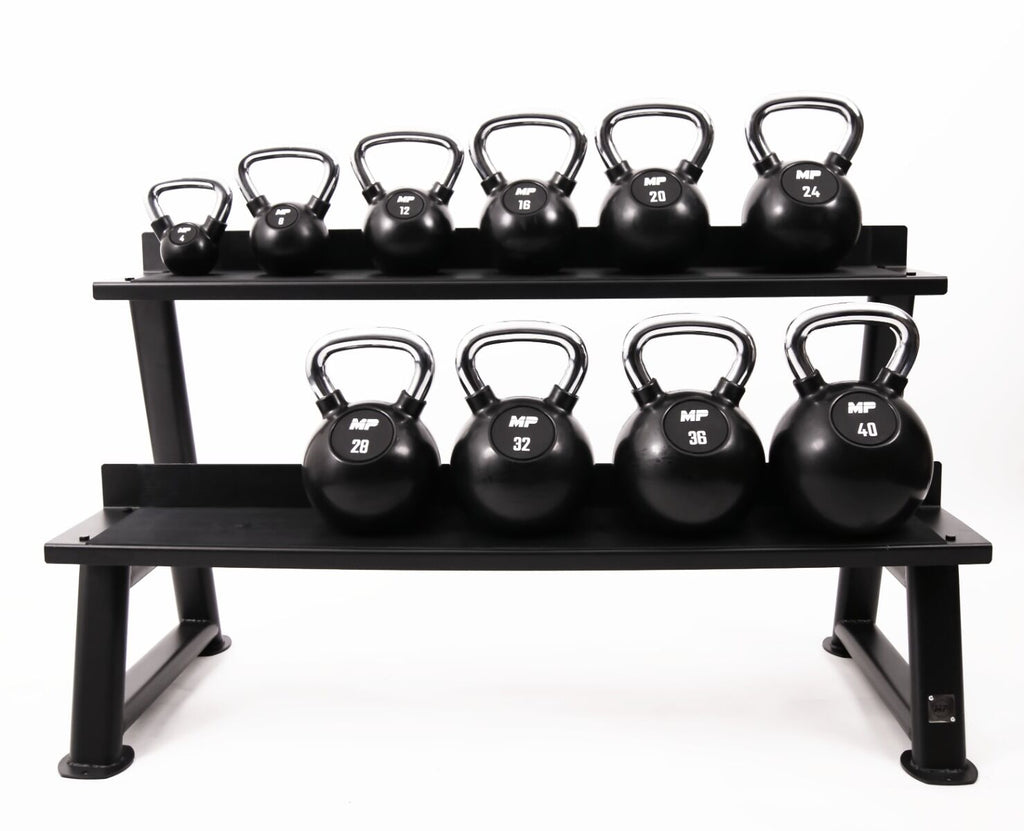 Muscle Power Rubberen Kettlebell - Zwart - 12 kg - Detail