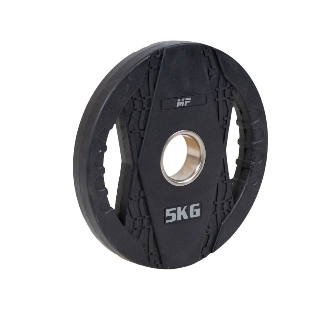 Muscle Power Olympische Halterschijf met Handgrepen - Rubber - 5 kg - Detail